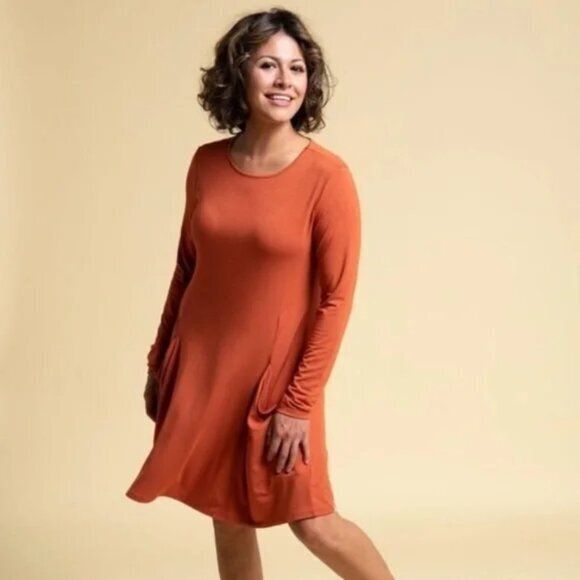 Betabrand Sweatshirt Travel Dress Silk/Modal Stretch M Orange W0935-PUM - Picture 1 of 16